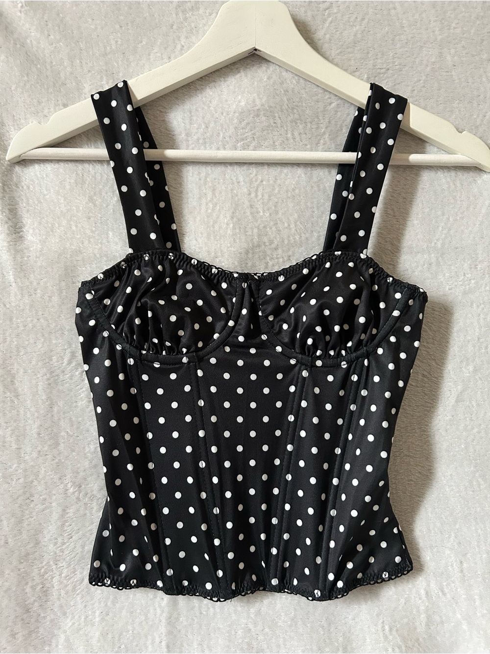 Black & White Polka Dot Girls One-Piece Swim Top